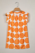 Polka Dot Print Frilled Round Neck Shift Tank Top