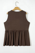 Plus Size Solid Color Bow Tie Peplum Tank Top