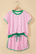 Polka Dot Contrast Edge Casual Short Set