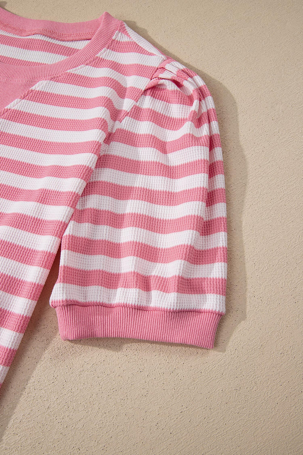 Striped Puff Short Sleeve T Shirt Matching Shorts Set