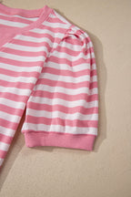 Striped Puff Short Sleeve T Shirt Matching Shorts Set