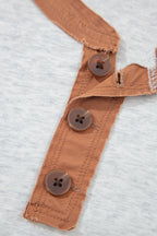 Raw Seam Color Block Detail Buttoned Henley Tee