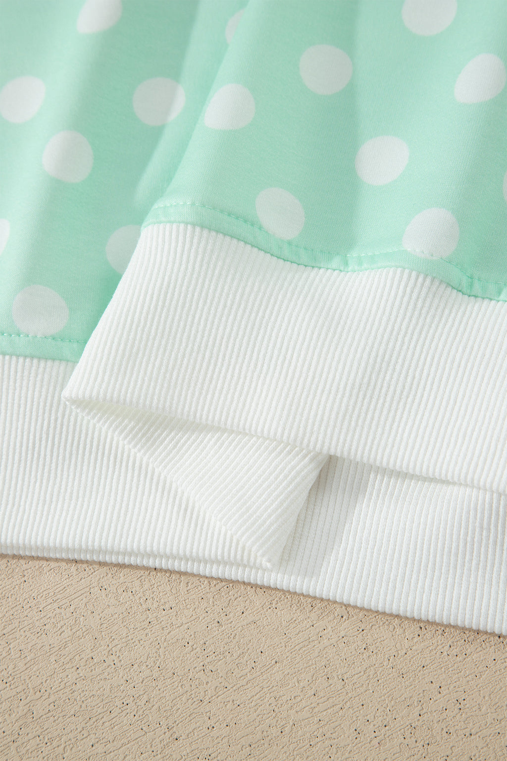 Polka Dot Print Color Block Trim Mock Neck Short Set
