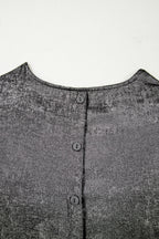 Silvery Metallic Round Neck Ruffle Trim Sleeveless Top