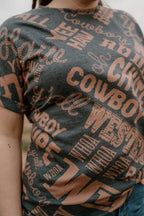 Howdy Cowboy Letter Printed Western Fashion Tee
