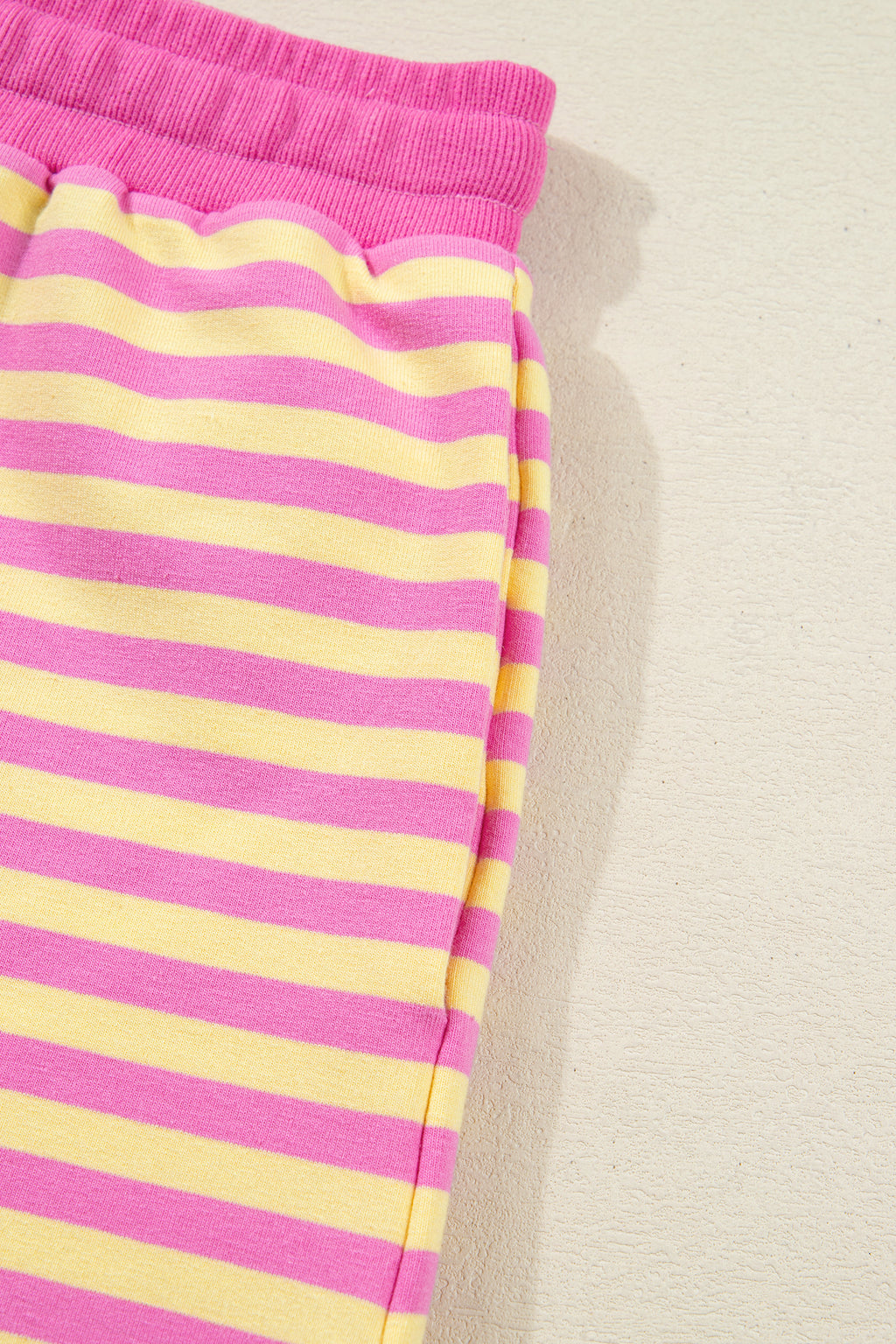 Striped Drop Shoulder Boxy Casual Terry Short Set