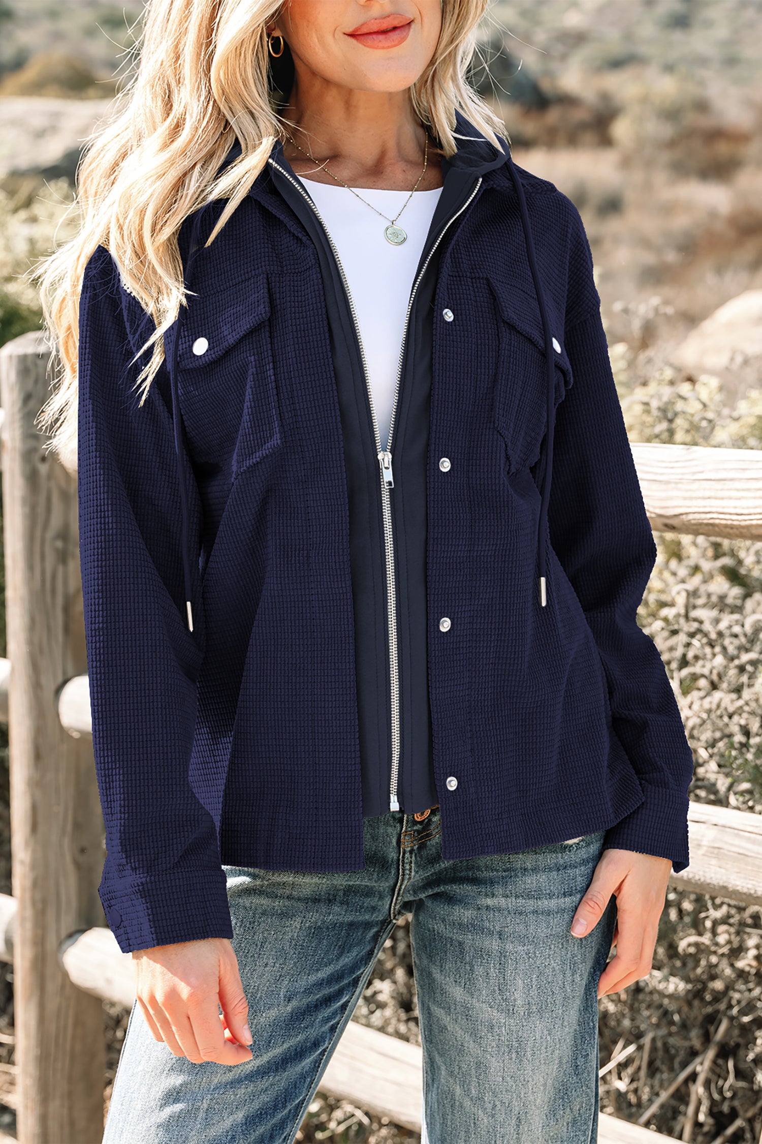 2 in 1 Thermal Knit Textured Hooded Jacket