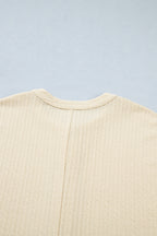 Jet Stream Half Buttons Ribbed Knit Wide Leg Jumpsuit