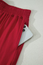 Solid Colour Cropped Tank Top and Jogger Pants Set