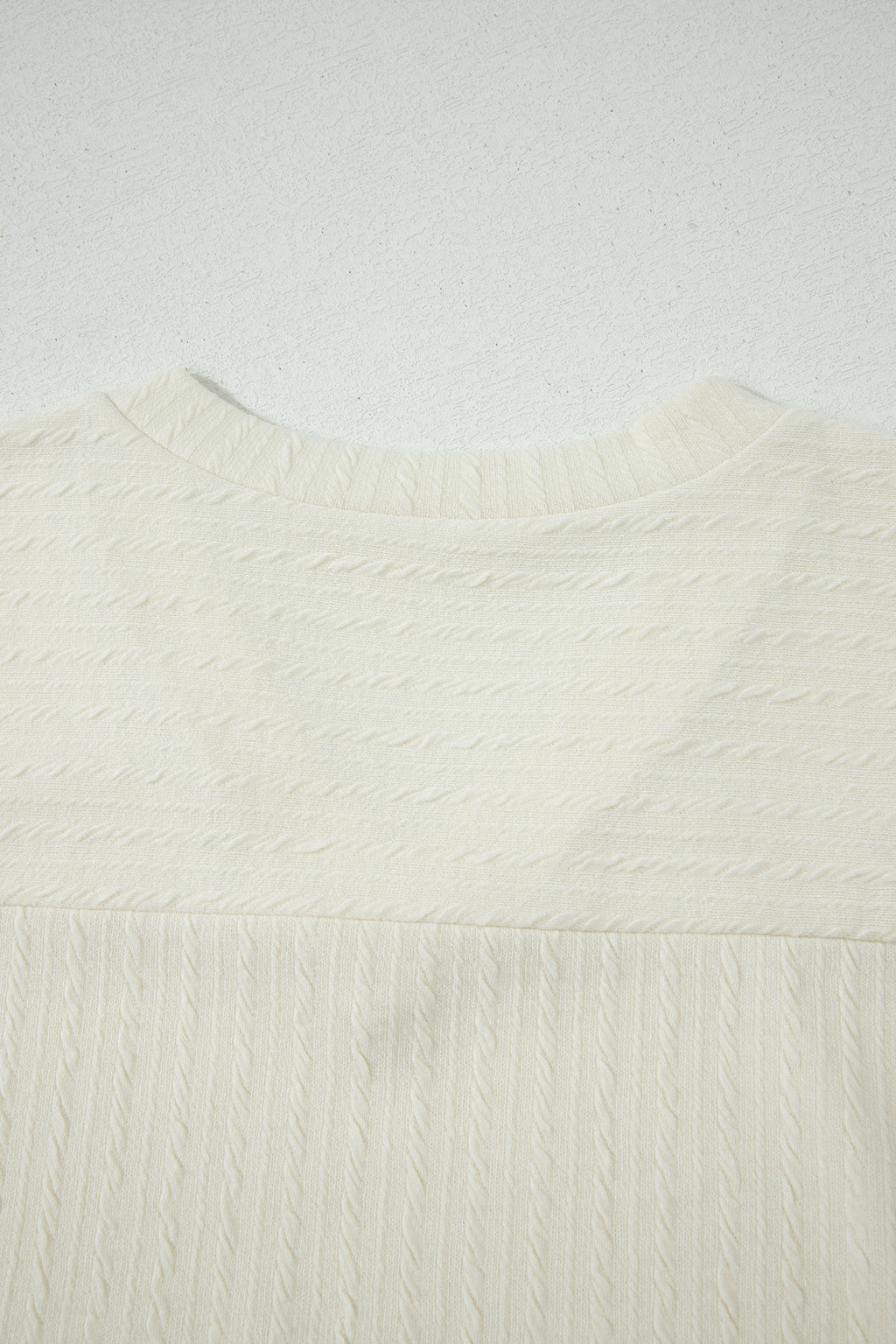 Beige Twisted Texture Knit V Neck T Shirt