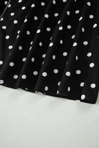 Polka Dot Print Contrast Trim V Neck Zip Up Sleeveless Dress
