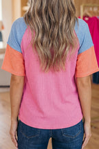 Colour Block Twisted Ribbed Tee