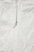 White Tie Spaghetti Straps Floral Lace Overlay Long Dress