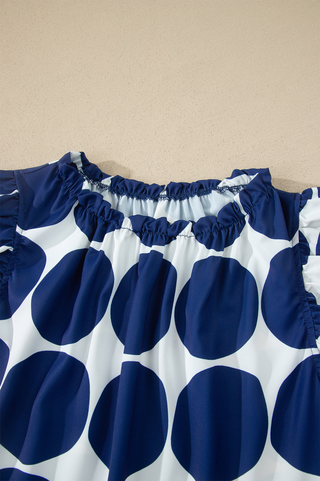 Polka Dot Print Frilled Round Neck Shift Tank Top