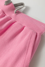 Solid Color V Neck Tee Drawstring Pant Set