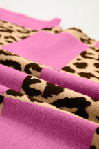 Leopard Checkerboard Short Sleeve Knit Sweater