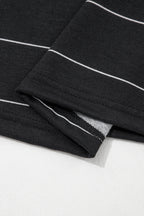 Striped Half Sleeve Tee Drawstring Shorts 2pcs Set