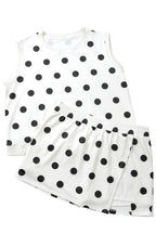 White Plus Size Polka Dot Printed Tank Split Skort 2pcs Outfit