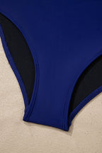 Color Block Detail Adjustable Straps One Piece Swimsuit