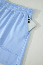 Banana Cream Loose Polo Tee Elastic Waist 2pcs Short Set