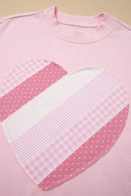 Light Pink Sweetheart Patchwork Mockneck Oversize Sweatshirt