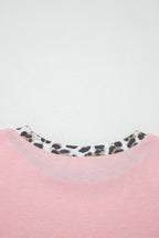 Color Block Leopard Patchwork Dolman Sleeve High Low Baggy Sweatshirt