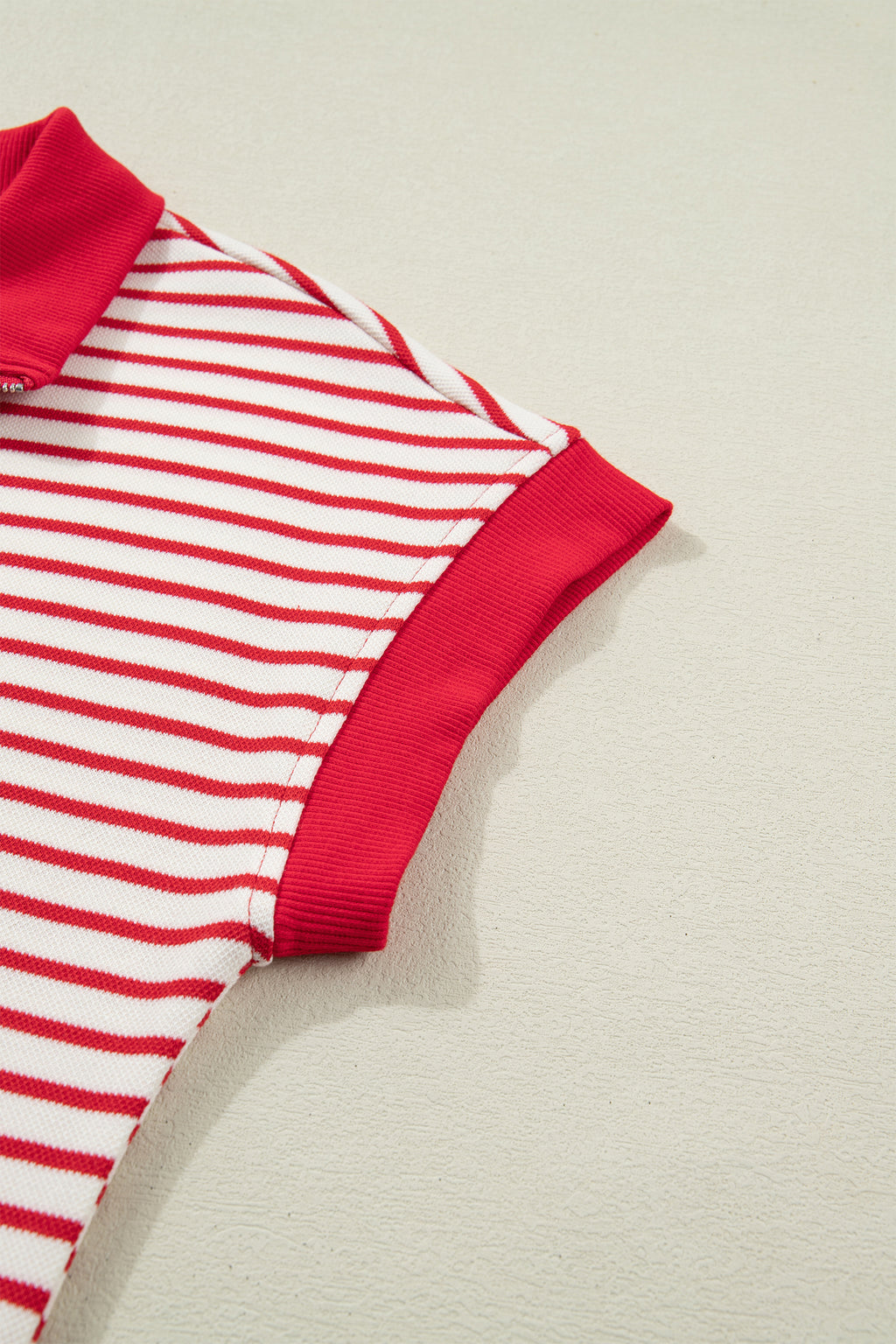 Striped Quarter Zip Polo Collar T Shirt Dress with Pockets