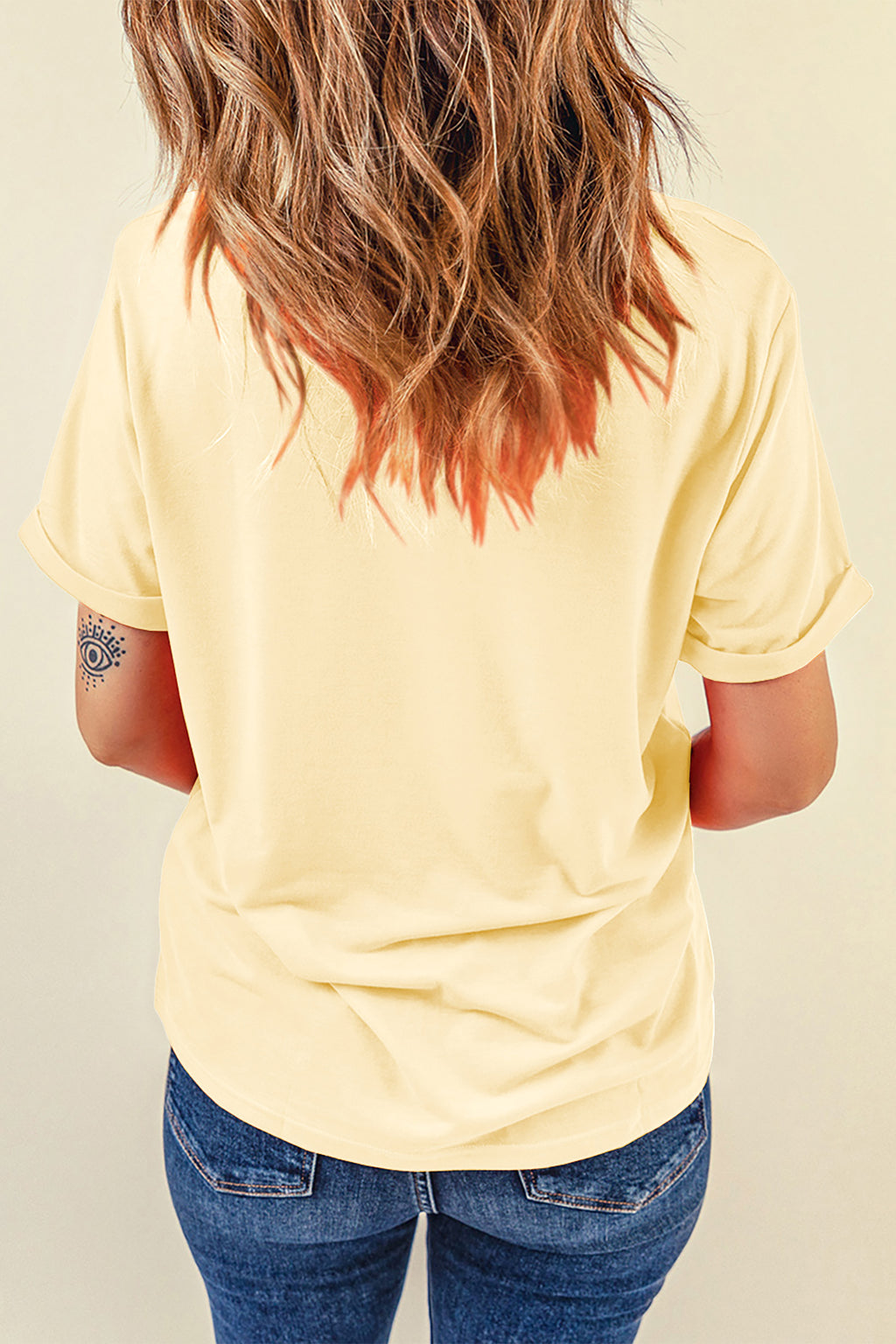 Casual Plain Crew Neck Tee