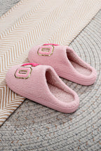 XO XO Glitter Trim Letter Patched Plush House Slippers