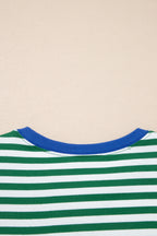 Striped Drop Shoulder Boxy Casual Terry Short Set