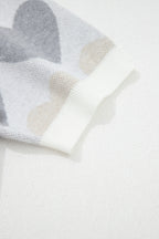 White Valentine Heart Short Sleeve Sweater