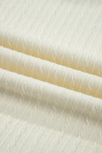 Beige Twisted Texture Knit V Neck T Shirt