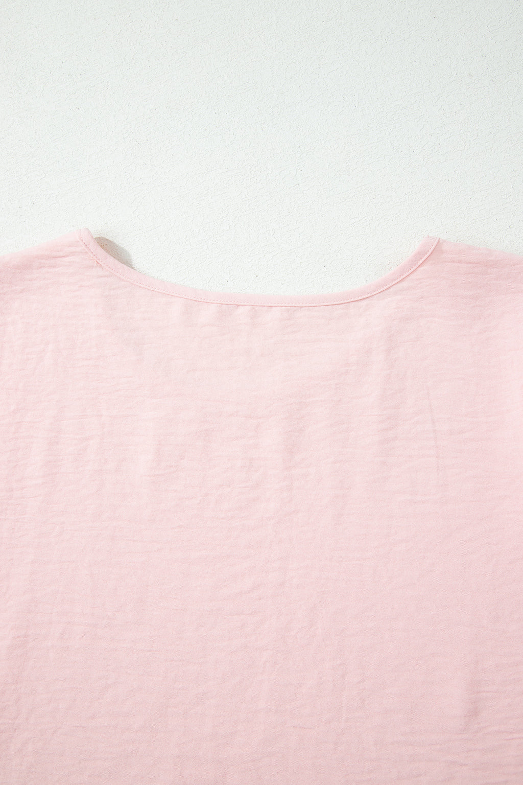 Solid Color Ruffle Trim Short Sleeve Blouse