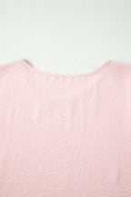 Solid Color Ruffle Trim Short Sleeve Blouse