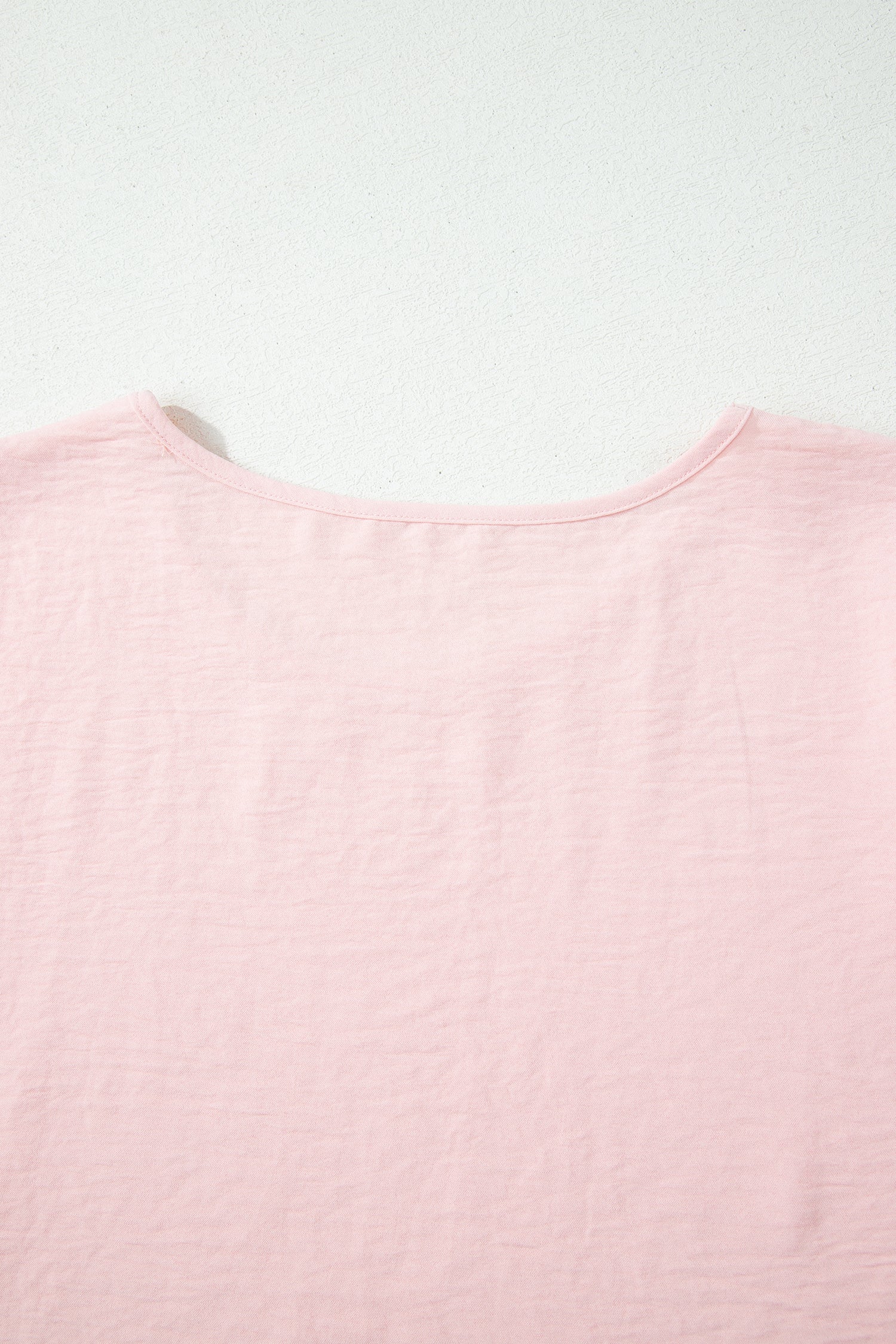 Solid Color Ruffle Trim Short Sleeve Blouse