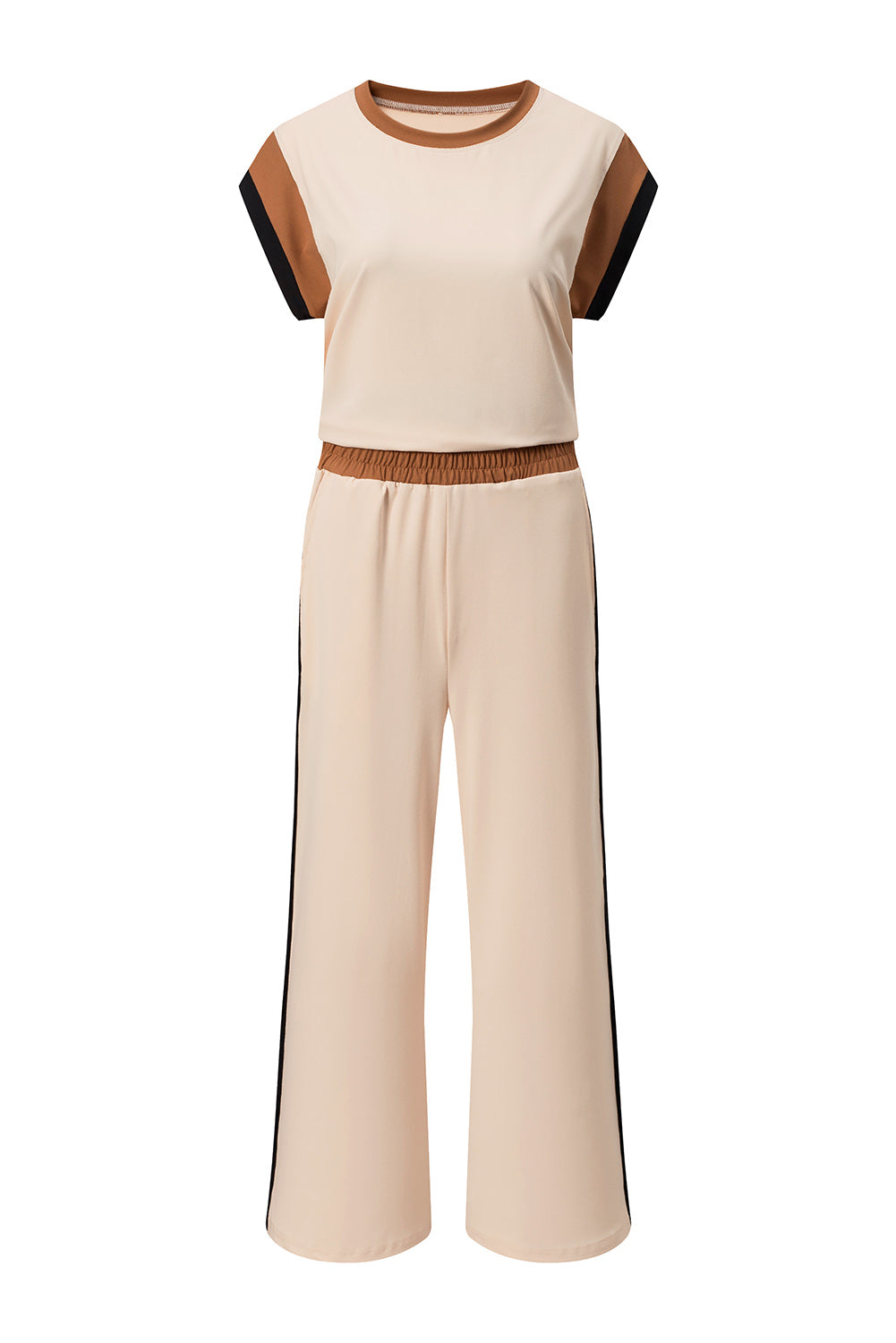 Colour Block Detail Casual Two-piece Set