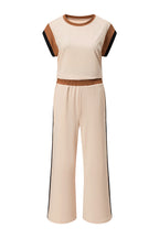 Colour Block Detail Casual Two-piece Set