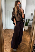 Striped 3/4 Draped Sleeve Slouchy Sweater