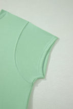 Solid Colour Ribbed Trim Short Sleeve Top Drawstring Loose Pants 2pcs Outfit