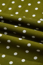 Green Polka Dot Print Lacy Neckline Smocked High Waist Maxi Dress
