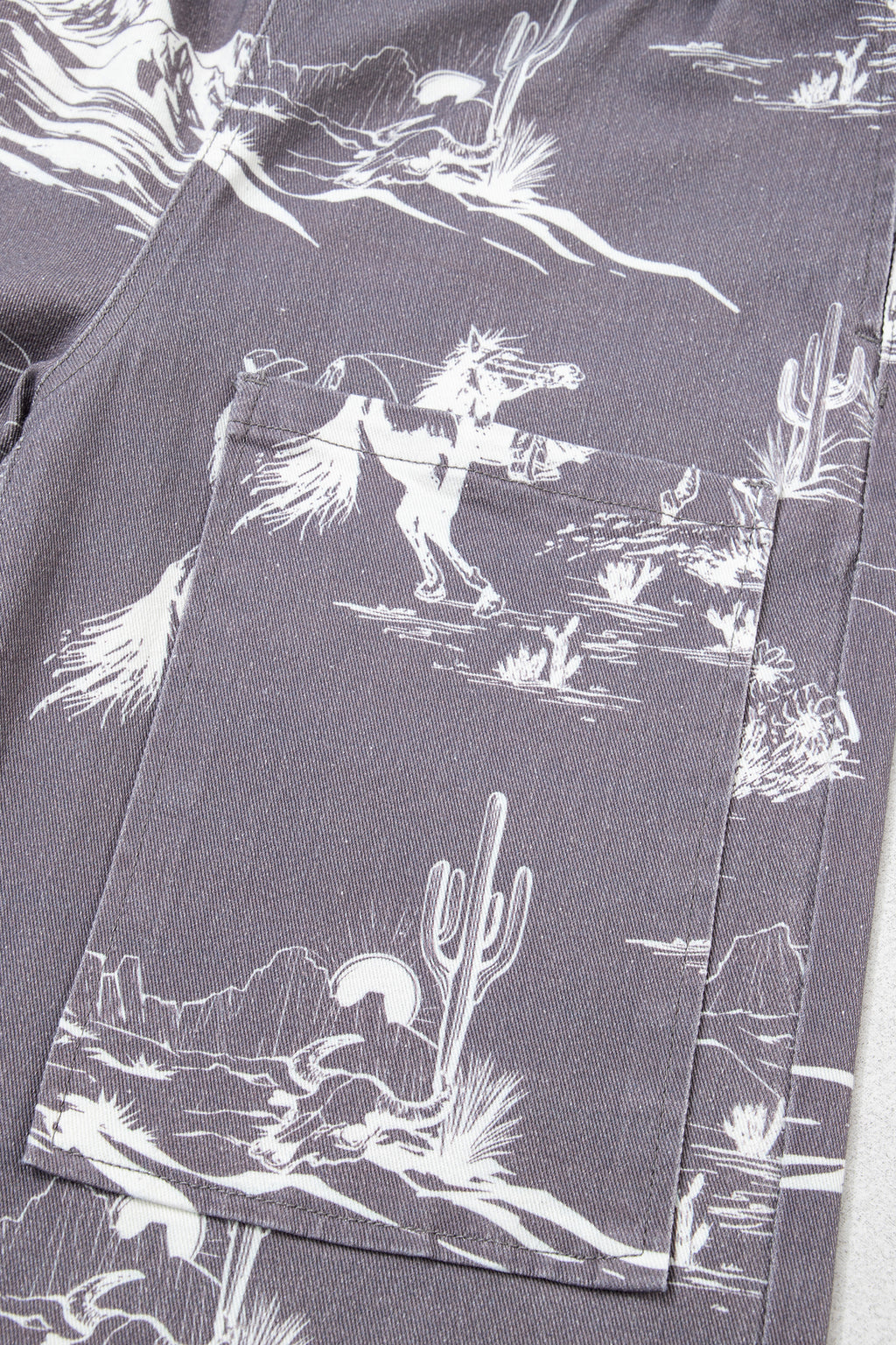 Grey Wild West Riding Vintage Printed Shift Jeans