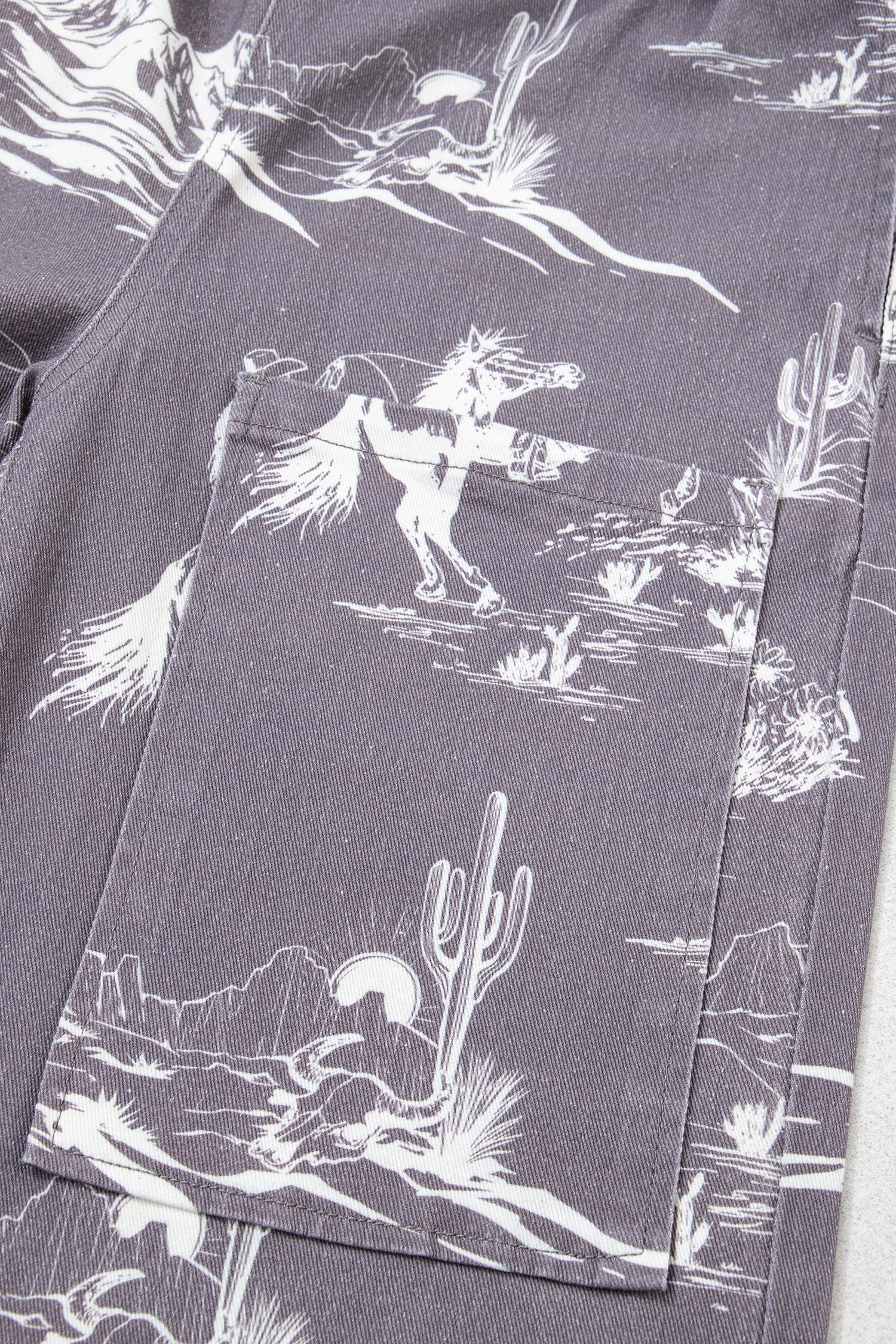 Grey Wild West Riding Vintage Printed Shift Jeans