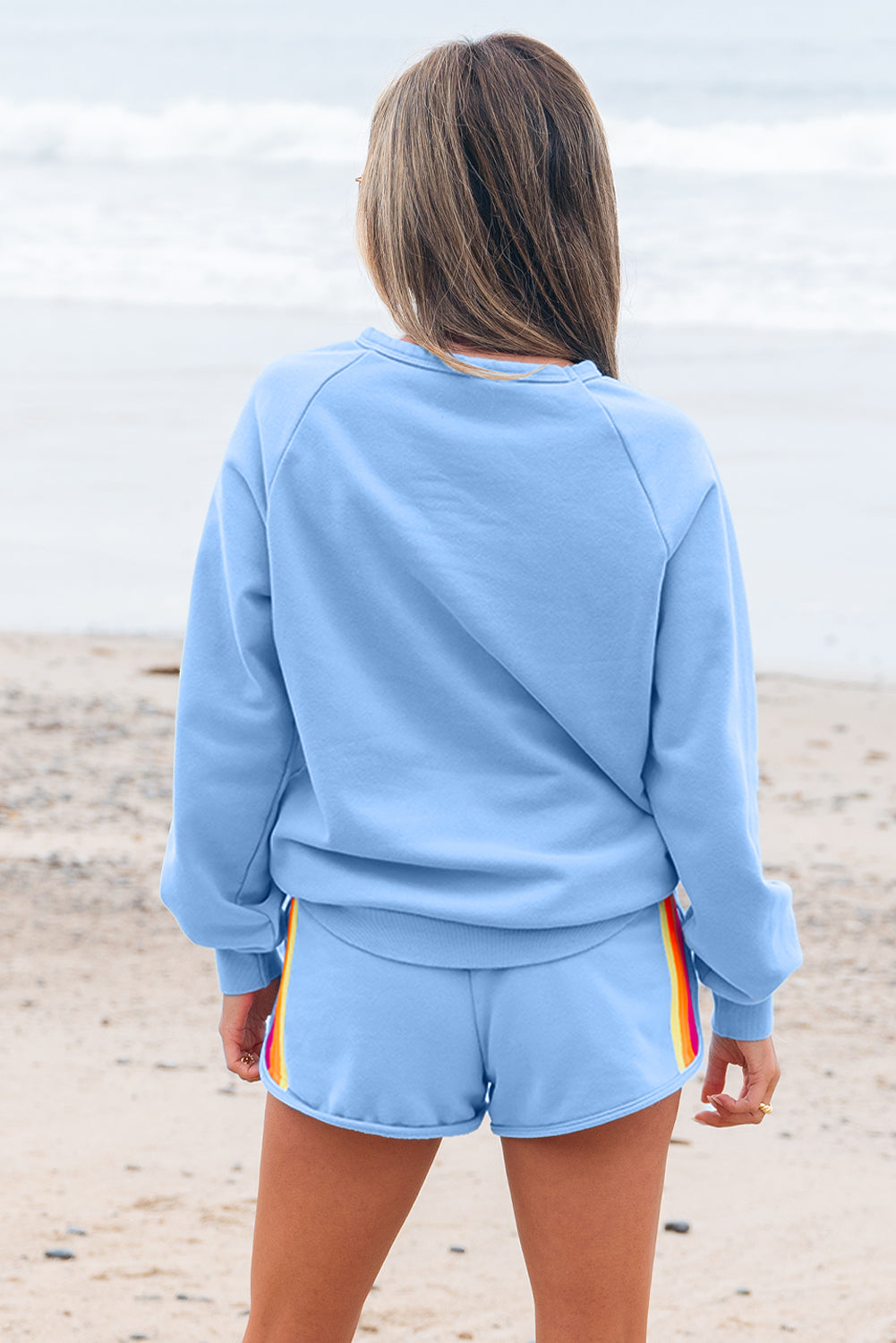 Accent Pullover and Shorts Two Piece Casual Set