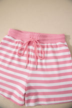 Striped Puff Short Sleeve T Shirt Matching Shorts Set