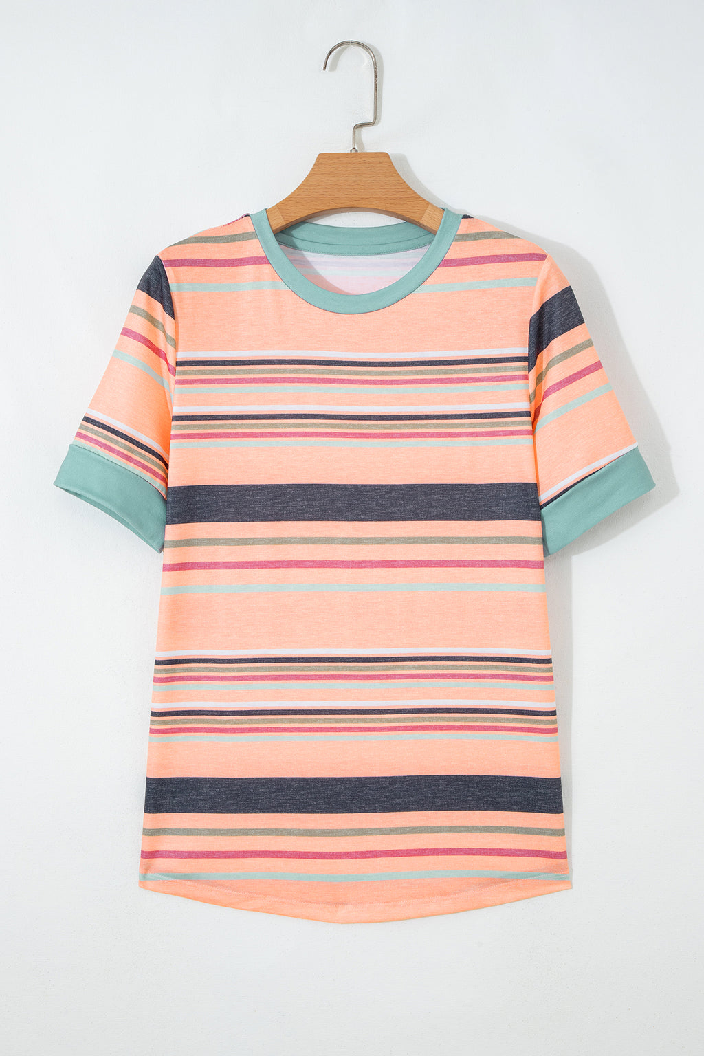 Multicolor Stripes Crew Neck T Shirt