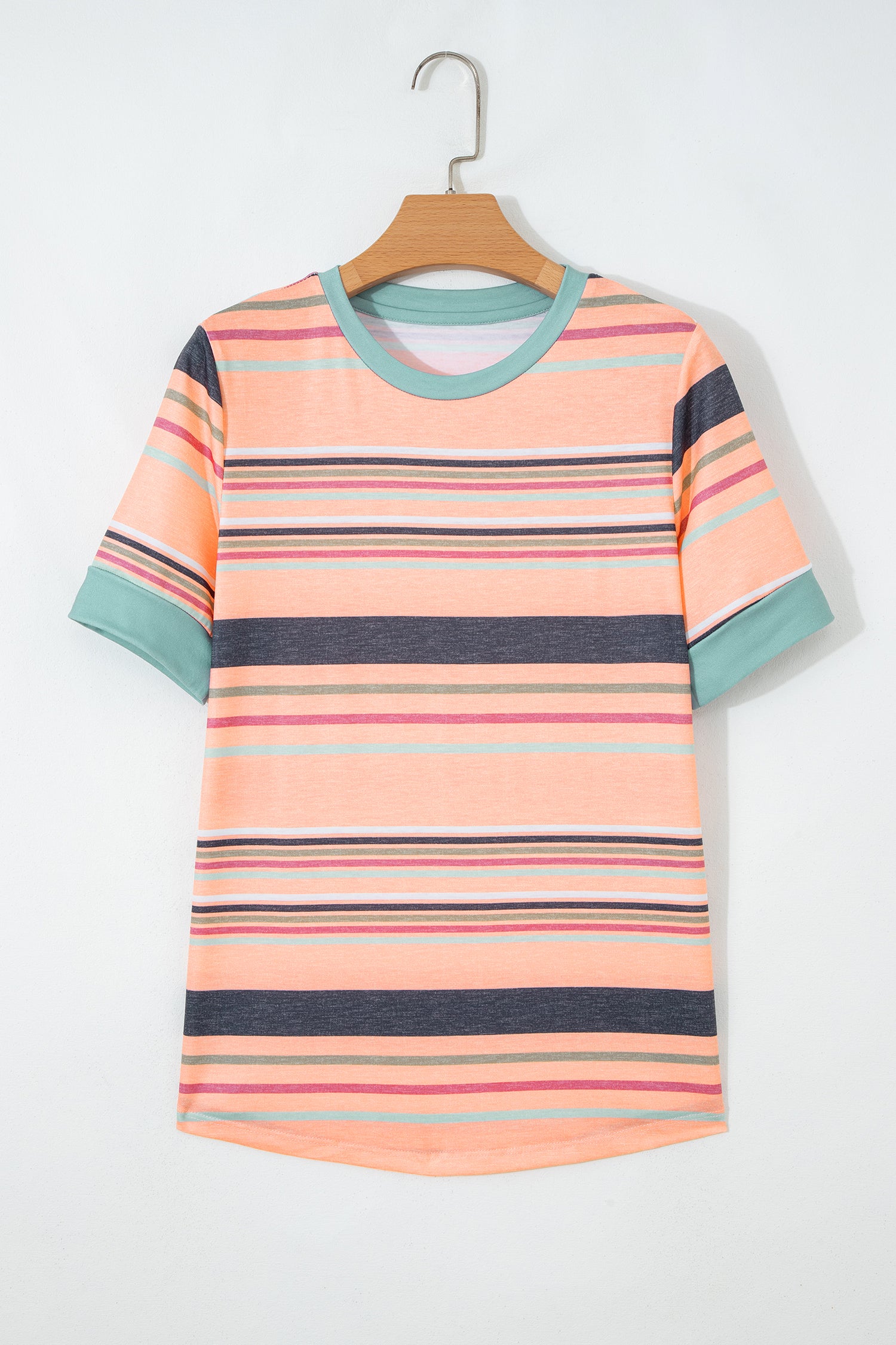 Multicolor Stripes Crew Neck T Shirt