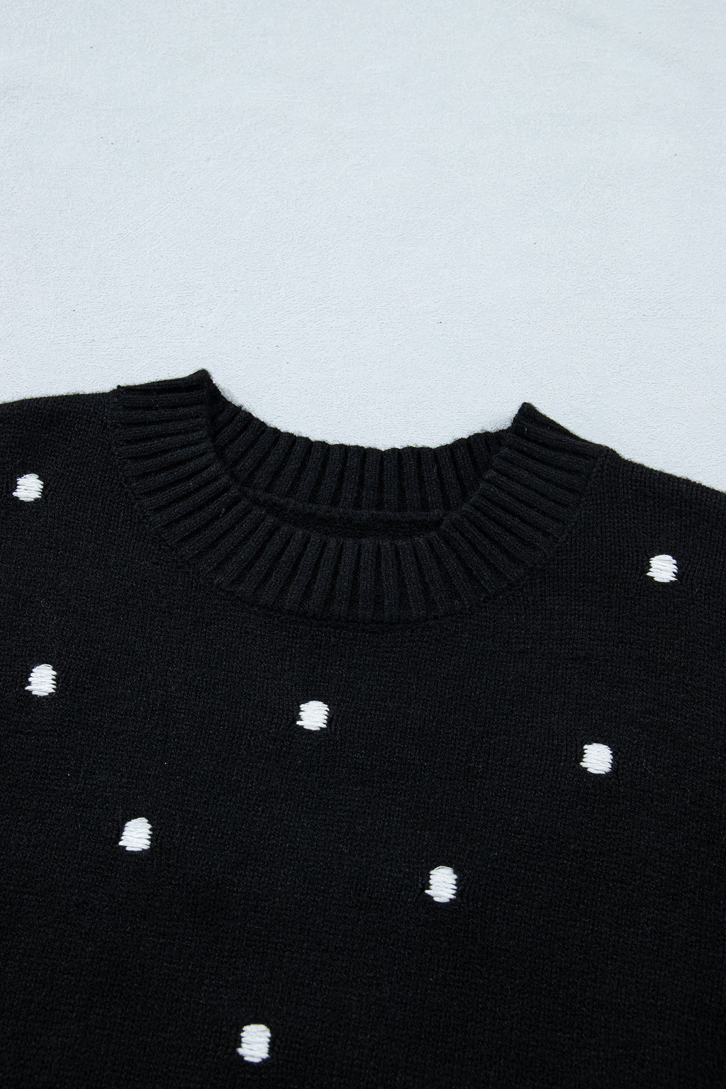 Elegant Polka Dot Bubble Short Sleeve Sweater