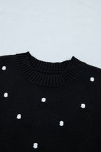Elegant Polka Dot Bubble Short Sleeve Sweater