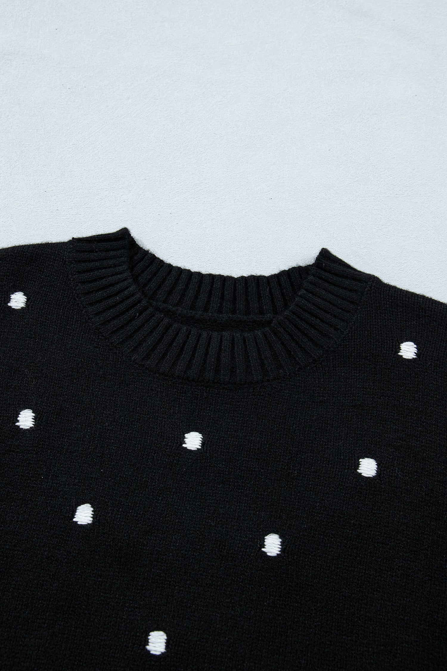 Elegant Polka Dot Bubble Short Sleeve Sweater