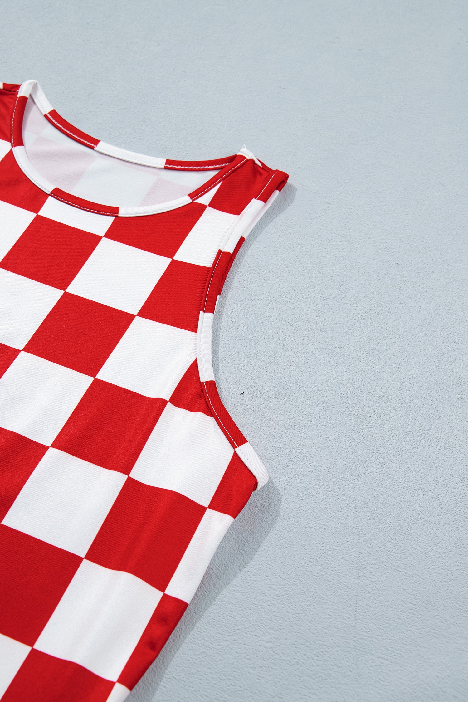 Checkerboard Printed Slim Tank Top